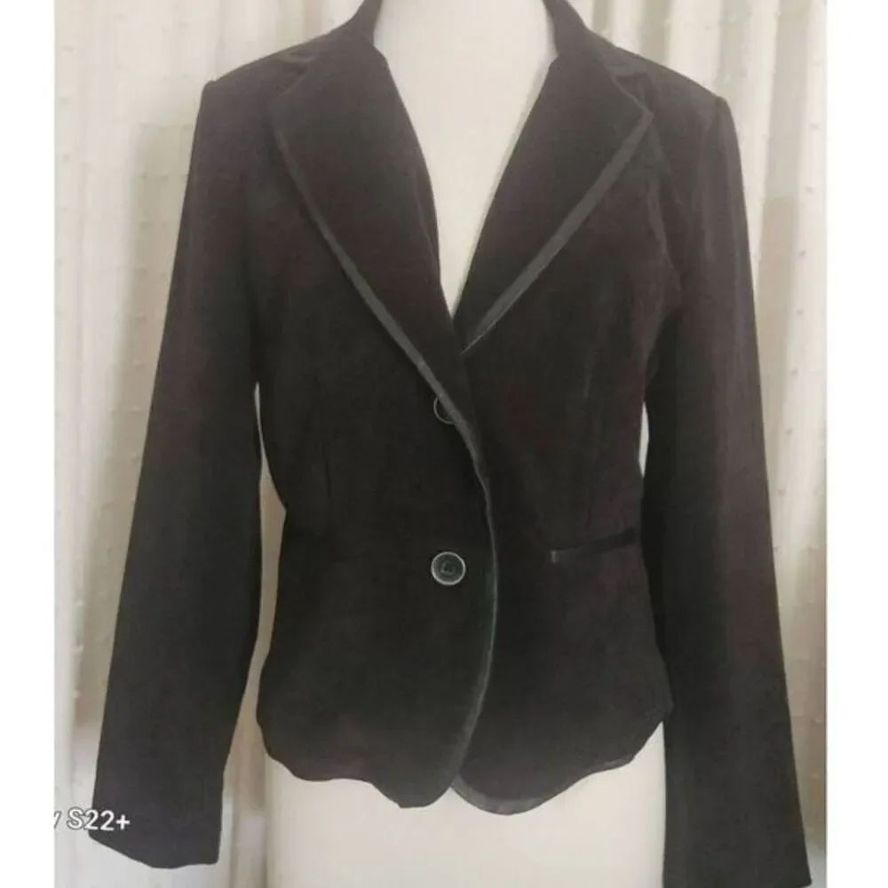J17 Larry Levine black Corduroy Blazer w Faux Leather trim Business casual Large